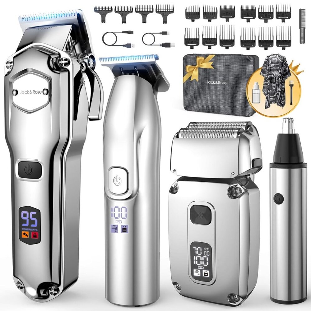 JACK & ROSE || Mens Professional 4-in-1 Grooming Set - Trimmer, Shaver
